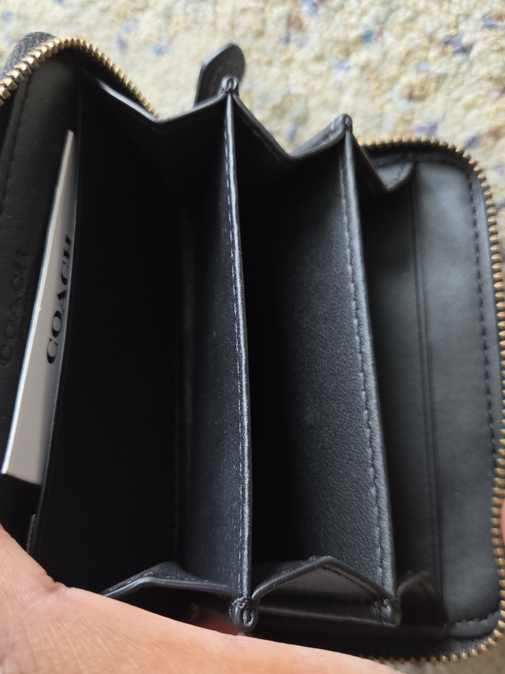 Coach Quilted Leather Zip Card Case Wallet in Black - Picture 10 of 10